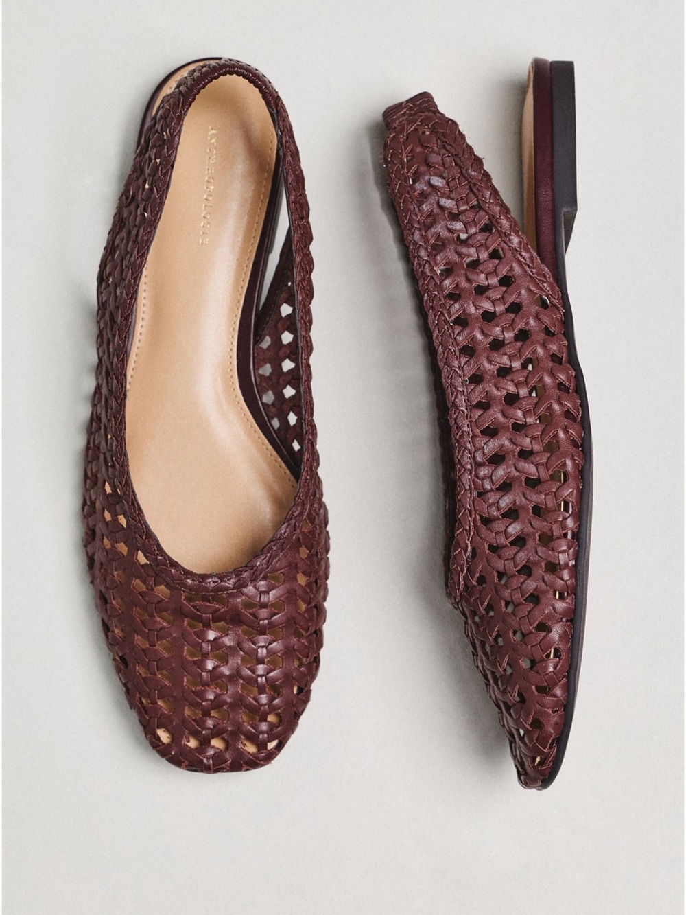 Anthropologie Woven Leather Slingback Flats